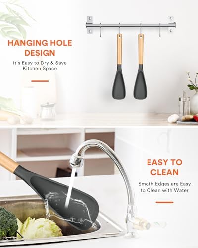 Badiano Silicone Cooking Spoon for Nonstick Cookwares, Multi-function,13.4"