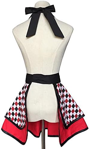 Violet Mist Cute Lovely Retro Aprons for Women Girl Ladies Sexy Vintage Aprons 50s Plaid Vintage Halloween Christmas Apron kawaii Cooking Kitchen Ruffle Witch Apron for Housewife Waitress Mothers Gift