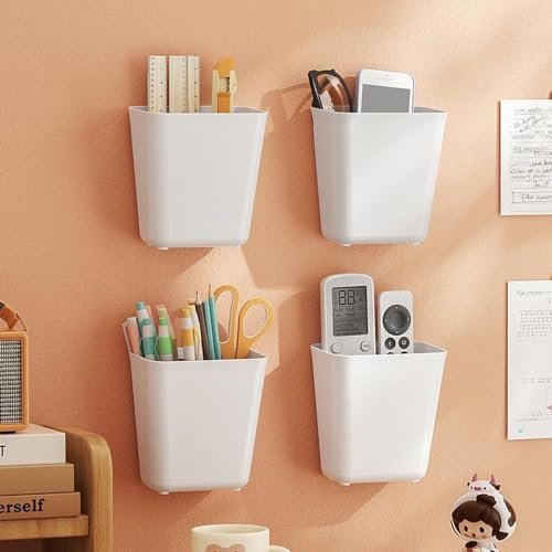 4 Piece Kitchen Cabinet Door Storage Box,Self Adhesive Wall Mounted Storage Box,Wardrobe/Bathroom/Refrigerator Small Items Organizer (Pack of 2)