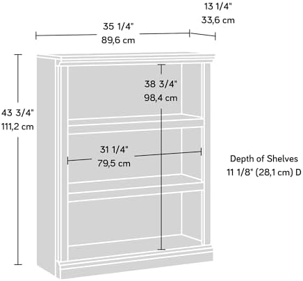 Sauder 3 Tier Book Shelf Wooden Bookcase Multipurpose Bookshelf for Home Office, Living Room, in Laurel Oak