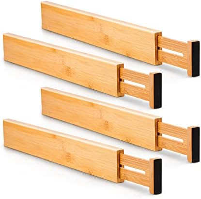 Utoplike 4 Pcs Bamboo Kitchen Drawer Dividers, Large Drawers Organizers