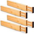Utoplike 4 Pcs Bamboo Kitchen Drawer Dividers, Large Drawers Organizers