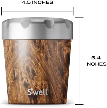 S'well Stainless Steel Ice Cream Chiller, 16oz, Teakwood, Triple Layered Vacuum Insulated Container Keeps Ice Cream Frozen For Up To Four Hours, BPA Free