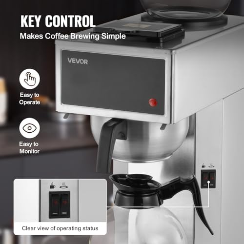 VEVOR Commercial Drip Coffee Maker 12 Cups Coffee Machine Drip Style