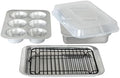 Nordic Ware Naturals 5 Piece Compact Pan Set, Toaster Oven, Counter Ovens, Air Fryer and Broiler Safe, Size for 1-2 Portions - Includes Rectangular Pan, Muffin Pan, Baking Sheet, Broiling Rack and Lid