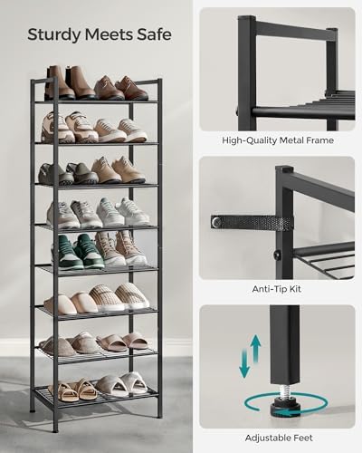 SONGMICS 8-Tier Metal Shoe Rack, Vertical Shelf, Holds up to 18 Pairs