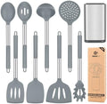 Silicone Kitchen Utensils Set, 8Pcs Cooking Utensils with Holder, Gray
