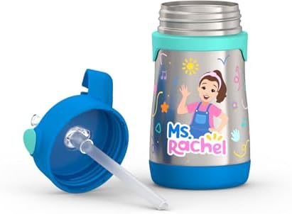 Thermos Baby 10 oz. Stainless Steel Bottle with pop-up straw, Ms. Rachel
