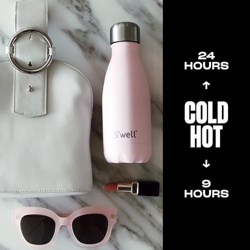 S'well Stainless Steel Water Bottle - 9 Fl Oz - Pink Topaz - Triple-Layered Vacuum-Insulated Containers Keeps Drinks Cold for 27 Hours and Hot for 12 - with No Condensation - BPA Free Water Bottle