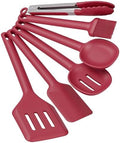 Kitchen Utensils Set 6 PCS,Silicone Cooking Utensils Set Spatula Set,446℉ Heat Resistant Cooking Utensils,Tongs,Spoon,BPA Free Kitchen Gadgets Appliances for Non-Stick Cookware,Home Essential(Red-6P)