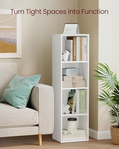 VASAGLE Bookshelf, 4-Tier Bookcase, 11.8 x 9.5 x 41.7 Inches