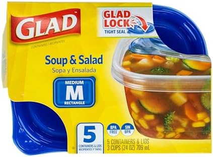 Glad GladWare Medium Rectangle Food Storage Containers, 24 Oz, 5 Count
