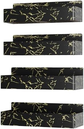 Mystozer Magnetic Spice Rack for Refrigerator Black Gold, 4 Pack