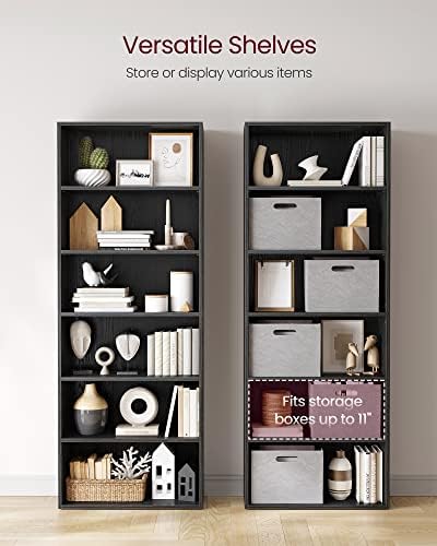 VASAGLE Set of 2 6-Tier Open Bookshelves, Adjustable Storage Shelves