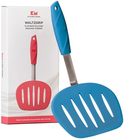 Kitchen Mama WaltzGrip Platinum Silicone Pancake Spatula Turner, Blue