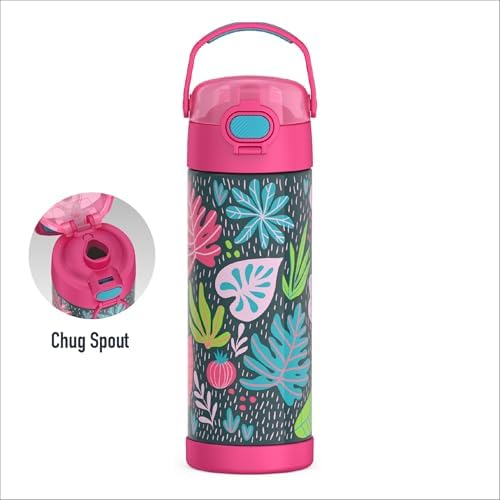 THERMOS FUNTAINER Water Bottle with Spout, 16oz, Tropical Foliage