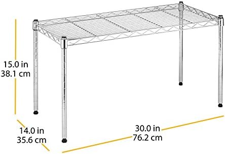 Whitmor Wire Shelving Unit, Metal Storage Shelves, Durable Heavy Duty Shelf, Easy Assembly for Pantry, Kitchen, Garage, Plant, 14" x 30" x 15"
