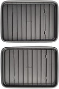 GoodCook Set of 2 Nonstick Steel 9" x 6" Toaster Oven Mini Baking Sheets with Racks, Gray
