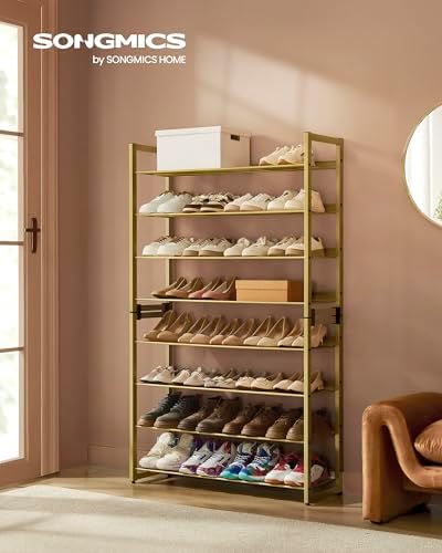 SONGMICS Metal Shoe Rack, 8-Tier Shoe Orgainzer, Holds 32-40 Pairs