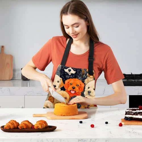 Adjustable Bib Apron with 2 Pockets for Cooking and Baking