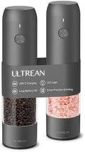 Ultrean Electric Salt and Pepper Grinder Set, Rechargeable,Gray