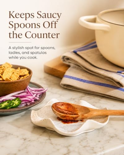 Miamolo Spoon Rest for Kitchen Counter, Ceramic Spoon Holder Heat-Resistant