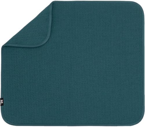 S&T INC. Dish Drying Mat, 16" x 18", Large, Tapestry Blue