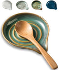 LAUCHUH Spoon Rest for Stove Top, Ceramic Spoon Holder for Kitchen Counter