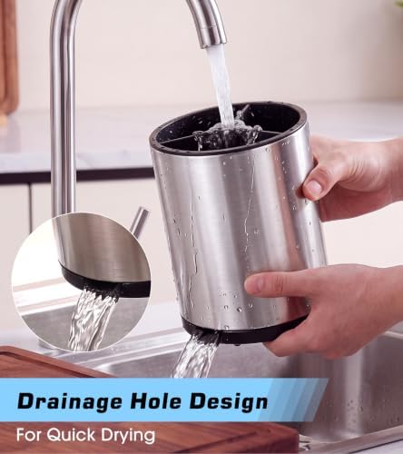 360°Rotating Kitchen Utensil Holder, 8"+5.5" Utensil Crocks for Countertop