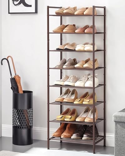 SONGMICS 8-Tier Metal Shoe Rack, Vertical Shelf, Holds up to 18 Pairs