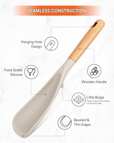 Badiano Silicone Cooking Spoon for Nonstick Cookwares, Multi-function,11.4"