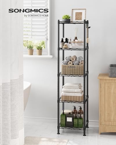 SONGMICS 5-Tier Bathroom Shelf, Storage Rack for Small Space