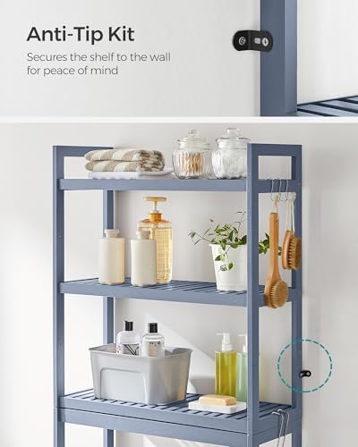 SONGMICS 3-Tier Bamboo Over The Toilet Storage, Adjustable Shelf, 66.9''H