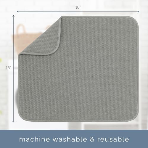 S&T INC. Dish Drying Mat, 16" x 18", Large, Grey