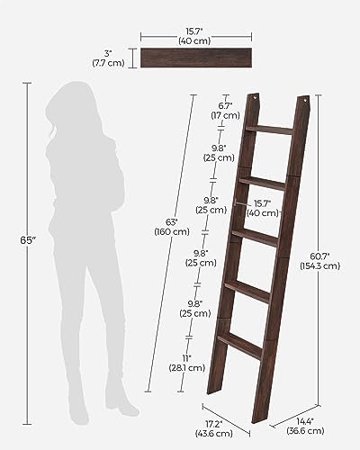 VASAGLE 5-Tier Blanket Ladder, Modern Basic Ladder Shelf