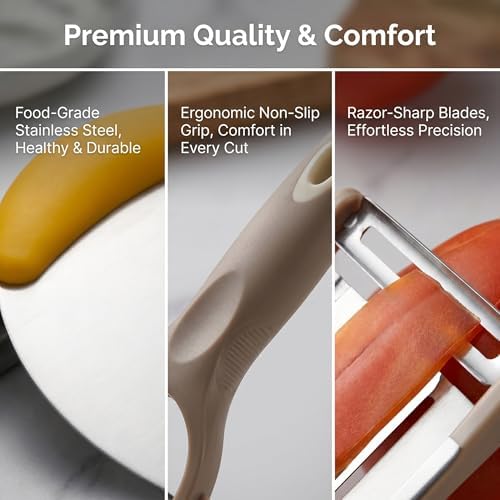 6-Piece Kitchen Utensil Set - Includes Cabbage Shredder, Crinkle Cutter, Dough Scraper, 2 Peelers, and Stainless Steel Kitchen Shears - Ideal Food Prep & Baking Tools (6 PCS-B)