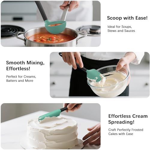Coukre Silicone Kitchen Cooking Utensils Set, Heat Resistant, 14-Piece