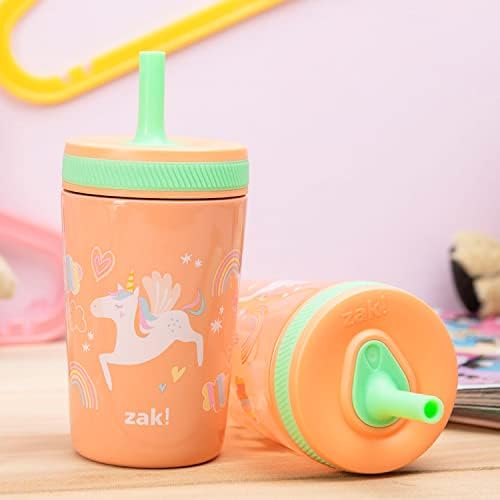 Zak Designs Unicorn Kelso Leak-Proof Toddler Straw Cups, 3pc Set