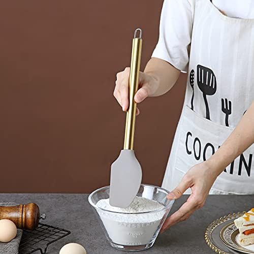 Gold Spatulas, Berglander Non-stick Silicone Flexible Scrapers Baking Mixing Tool With Titanium Gold Plating Handle, Baking Tools, Heat Resistant, Dishwasher Safe, Easy to Clean