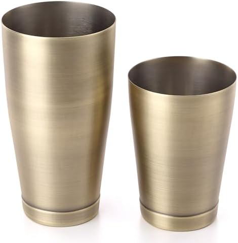 Barfly Cocktail Shaker Tin Set (18 oz and 28 oz), Antique Gold