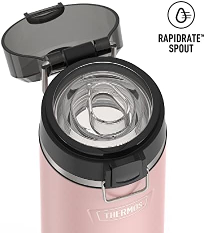 THERMOS ICON SERIES Stainless Steel Water Bottle with Spout - 24 Ounce, Sunset Pink - Vacuum Insulated Water Bottle with Lid
