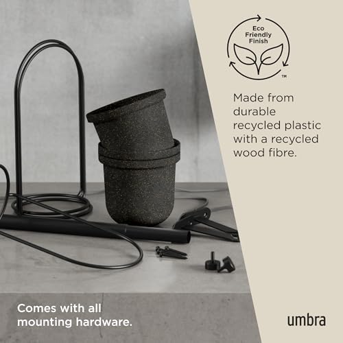 Umbra Triflora Hanging Planter, Window Herb Garden, Set of 5, Black/Black