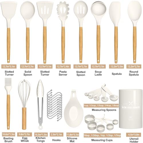 Umite Chef Kitchen Cooking Utensils Set, Cream White, 33 pcs