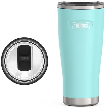 THERMOS Icon Series 24oz Stainless Steel Tumbler with Slide Lock Lid, Leakproof, Fits Cupholder, Dishwasher Safe, Griptec™ Non‑Slip Base, Keeps Drinks Hot 6 Hrs/Cold 22 Hrs, Sea Green