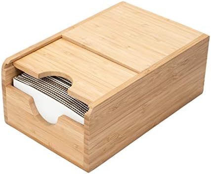 Restaurantware Restpresso 9 1/2 x 6 x 3.75 Inch Coffee Cup Sleeve Dispenser 1 Compact Coffee Sleeve Holder - Spring-Loaded Design For Homes or Restaurants Natural Bamboo Coffee Sleeve Organizer