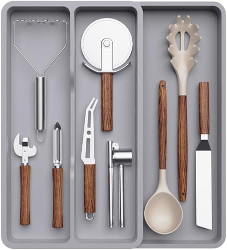 Lifewit Utensil Organizer for Kitchen Drawer, Expandable Cooking Tray