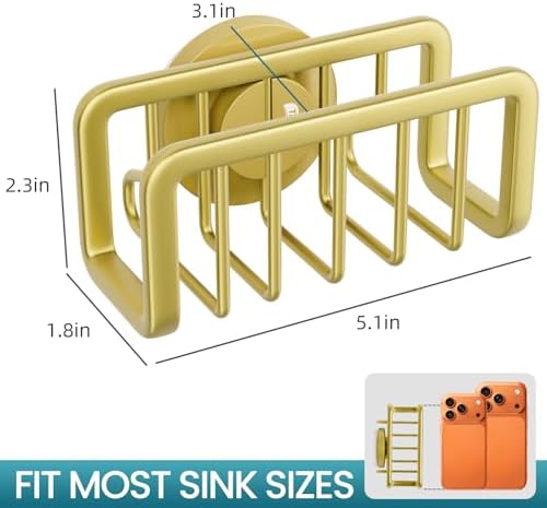 TAILI Gold Sponge Holder for Kitchen Sink with Strong Suction Cup