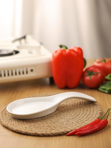 GDCZ Large Porcelain Spoon Rest for Kitchen Stove Top (White)
