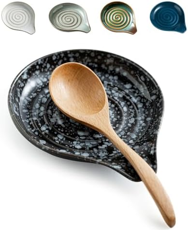 LAUCHUH Spoon Rest for Stove Top, Ceramic Spoon Holder Kitchen Ladle Holder