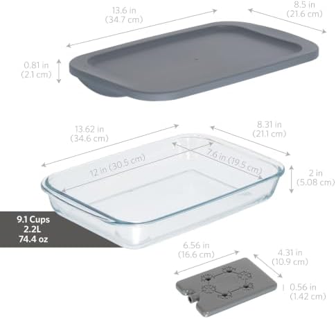 Glad Cook & Take Set - Glass Baking Dishes with Lids, Insulated Carrier, and Cold Packs - Easily Transport Hot/Cold Casseroles - Borosilicate Glass Bakeware with Zippered Tote Bag